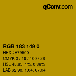 カラーコード: RGB 183 149 0 | qconv.com