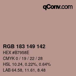 Color code: RGB 183 149 142 | qconv.com