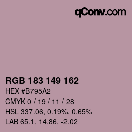 Color code: RGB 183 149 162 | qconv.com