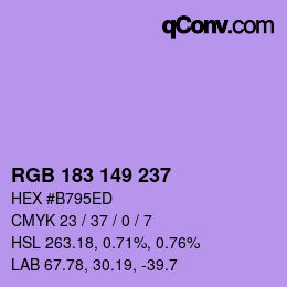 Color code: RGB 183 149 237 | qconv.com