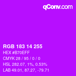 Color code: RGB 183 14 255 | qconv.com
