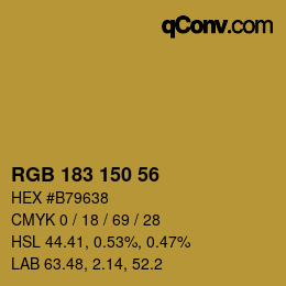 カラーコード: RGB 183 150 56 | qconv.com