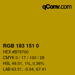カラーコード: RGB 183 151 0 | qconv.com