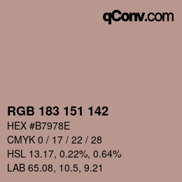 Color code: RGB 183 151 142 | qconv.com