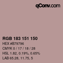 Color code: RGB 183 151 150 | qconv.com
