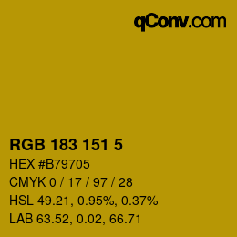 Color code: RGB 183 151 5 | qconv.com