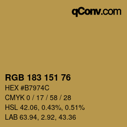 Color code: RGB 183 151 76 | qconv.com