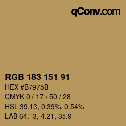 Color code: RGB 183 151 91 | qconv.com