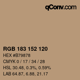 カラーコード: RGB 183 152 120 | qconv.com