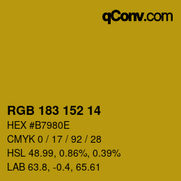 カラーコード: RGB 183 152 14 | qconv.com
