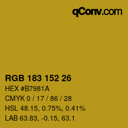 Color code: RGB 183 152 26 | qconv.com