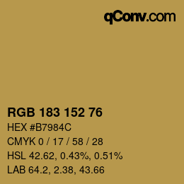 Color code: RGB 183 152 76 | qconv.com
