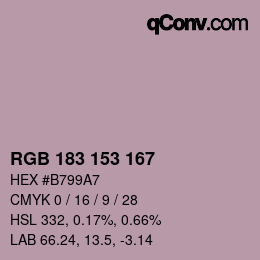 Color code: RGB 183 153 167 | qconv.com