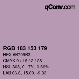 颜色代码: RGB 183 153 179 | qconv.com