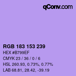 Color code: RGB 183 153 239 | qconv.com