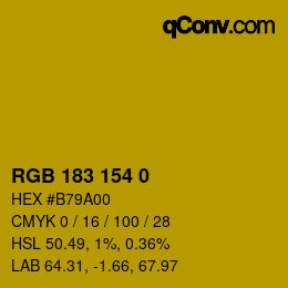 Color code: RGB 183 154 0 | qconv.com