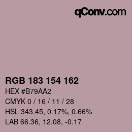 カラーコード: RGB 183 154 162 | qconv.com