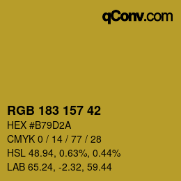 Color code: RGB 183 157 42 | qconv.com