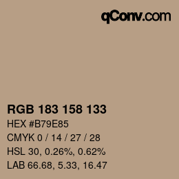 Código de color: RGB 183 158 133 | qconv.com
