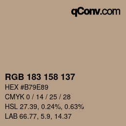 カラーコード: RGB 183 158 137 | qconv.com