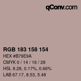カラーコード: RGB 183 158 154 | qconv.com