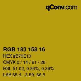 Color code: RGB 183 158 16 | qconv.com