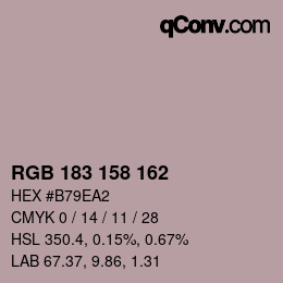 颜色代码: RGB 183 158 162 | qconv.com