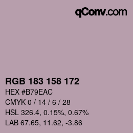 カラーコード: RGB 183 158 172 | qconv.com