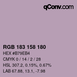 Color code: RGB 183 158 180 | qconv.com