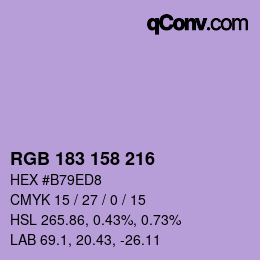 カラーコード: RGB 183 158 216 | qconv.com
