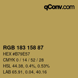 カラーコード: RGB 183 158 87 | qconv.com