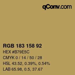颜色代码: RGB 183 158 92 | qconv.com