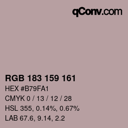 Color code: RGB 183 159 161 | qconv.com