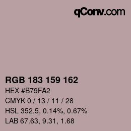 Color code: RGB 183 159 162 | qconv.com