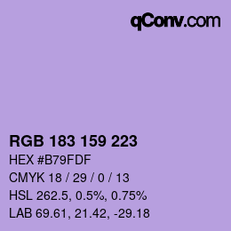 Color code: RGB 183 159 223 | qconv.com