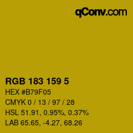 カラーコード: RGB 183 159 5 | qconv.com
