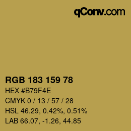 カラーコード: RGB 183 159 78 | qconv.com