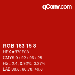 カラーコード: RGB 183 15 8 | qconv.com