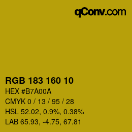 Color code: RGB 183 160 10 | qconv.com