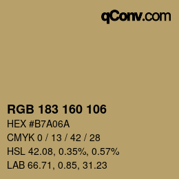Color code: RGB 183 160 106 | qconv.com