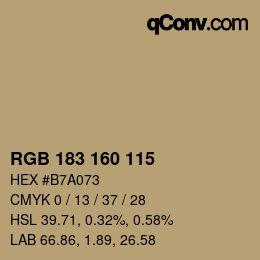 颜色代码: RGB 183 160 115 | qconv.com