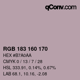Color code: RGB 183 160 170 | qconv.com