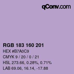 Color code: RGB 183 160 201 | qconv.com