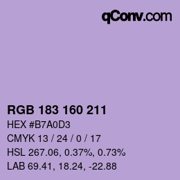 Color code: RGB 183 160 211 | qconv.com