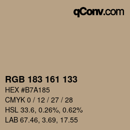 Farbcode: RGB 183 161 133 | qconv.com