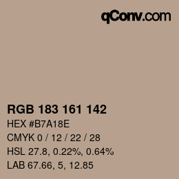 Color code: RGB 183 161 142 | qconv.com