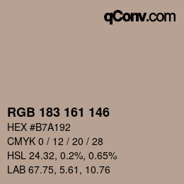 Farbcode: RGB 183 161 146 | qconv.com