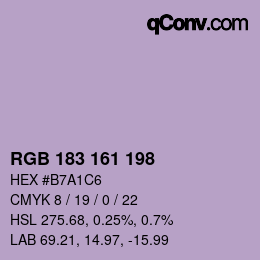 Color code: RGB 183 161 198 | qconv.com
