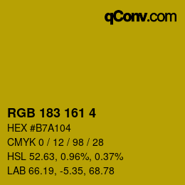 Color code: RGB 183 161 4 | qconv.com