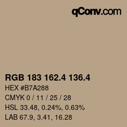 カラーコード: RGB 183 162.4 136.4 | qconv.com